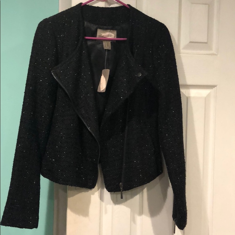 •BRAND NEW• Asymmetrical Black Sparkled Blazer